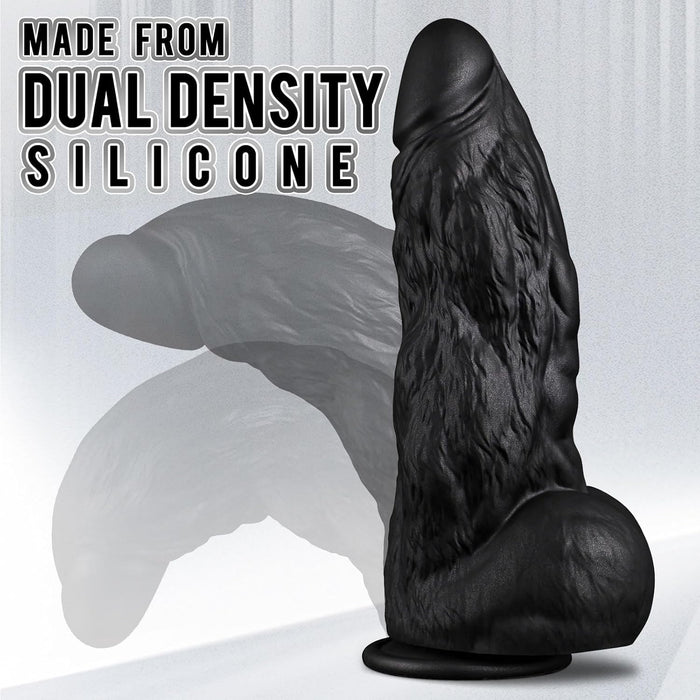 XXL Juodas Monster Dildo su stipria prisiurbimo baze – itin realistiškas ir storas