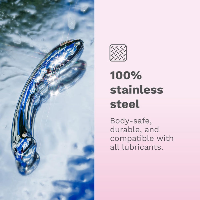 Halbmondinis formos prostatos masažuoklis su dviem galais iš nerūdijančio plieno