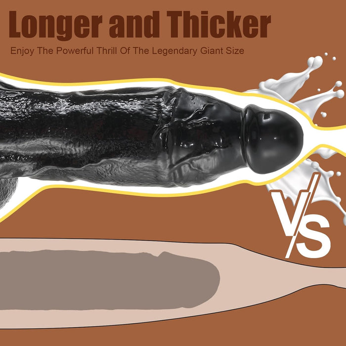 33 cm Realistiškas Juodas Gaidys su Saugia Prisitvirtinimo Tvirtove G-Spot Stimuliacijai