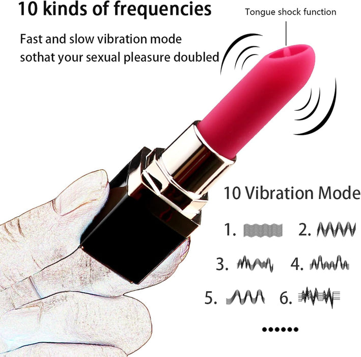 Silikoninis G taško vibratorius moterims – diskretiškas lūpdažio dizainas, 10 vibracijos režimų
