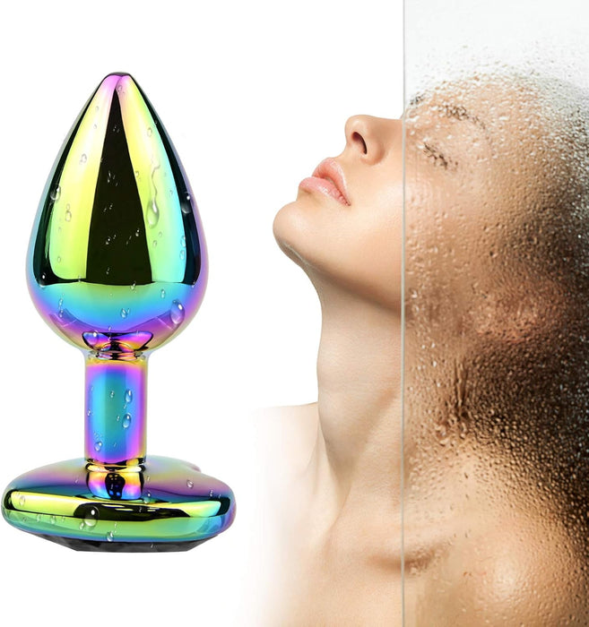 Anal Dilator for Beginners with Colorful Heart Decoration and Metal Body