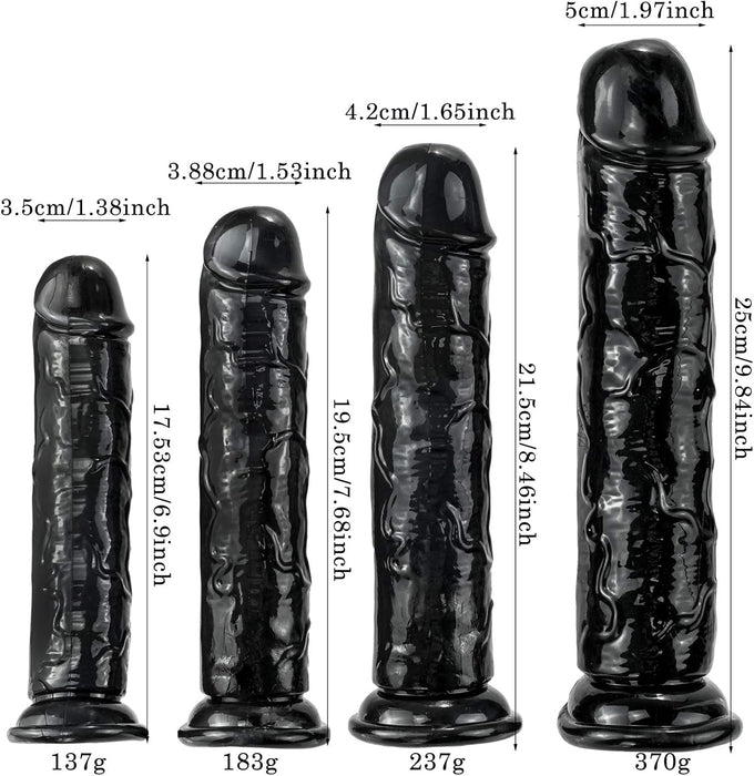 Realistinis juodos spalvos dildo 21,5 cm su stipriu prisispaudėliu moterims
