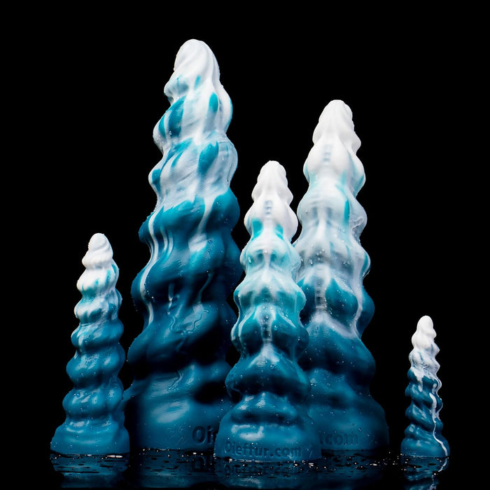 Praktiškas silikoninis mėlynas ir baltas Lollipop dildo su stipria prispauda