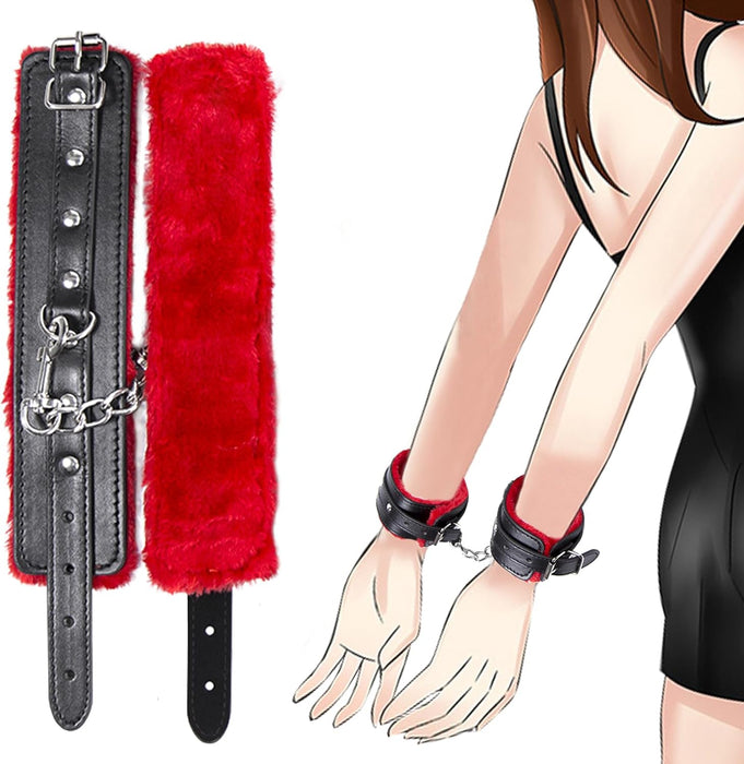 Adjustable PU leather cuffs and eye mask for your intimate games