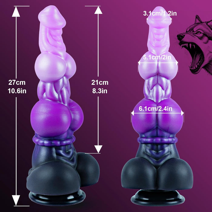 2.4 inch silicone double constriction fantasy toy with strong attachment base