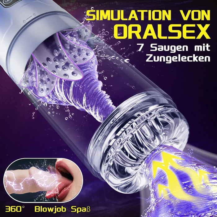 Electric male masturbator with 7 functions telescope, vibration and suction