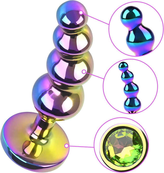 Elegant Metal Anal Plug with Four Balls - Medium Size