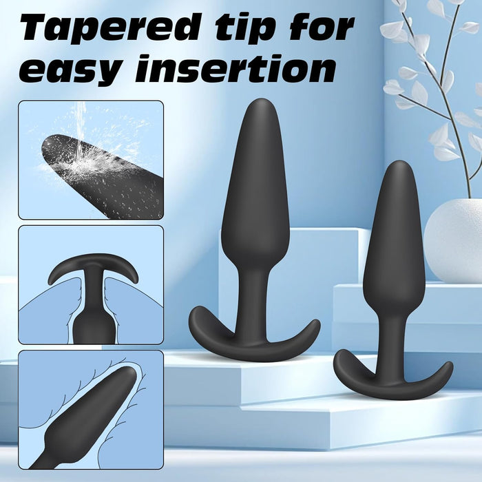 4-piece silicone anal plug set with prostate stimulation and training