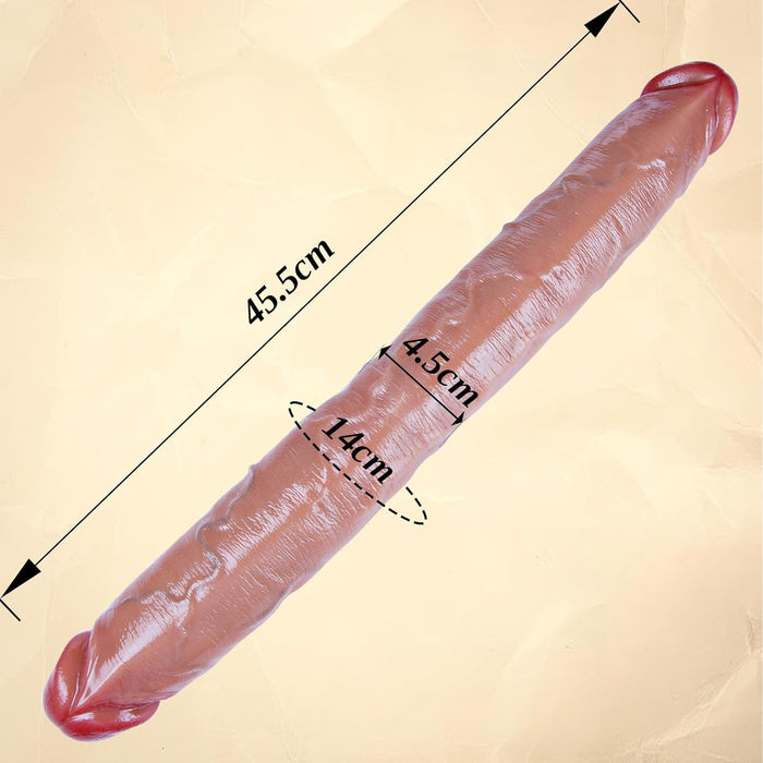 Double-headed XXL silicone dildo with moving skin – soft and flexible 45x4.5 cm