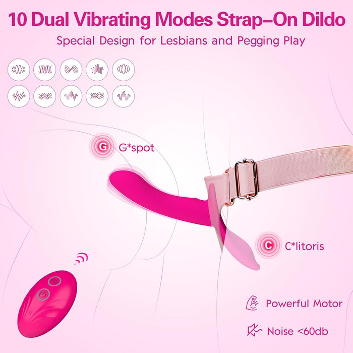 Strap-On Vibrator With Multiple Modes, Adjustable Strap For Women