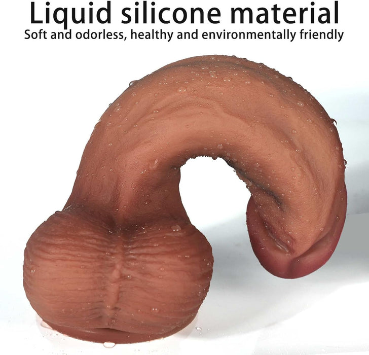 Realistiškas minkšto silikono dildo su stipria siurbtuko tvirtinimu ir gyvybingais venomis