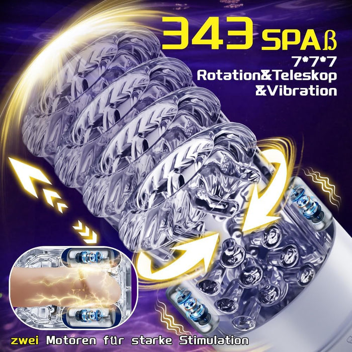 Electric male masturbator with 7 functions telescope, vibration and suction