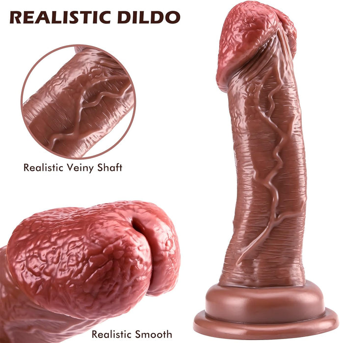 Thick, thick g-spot stimulator with special bend, 22 cm silicone dildo