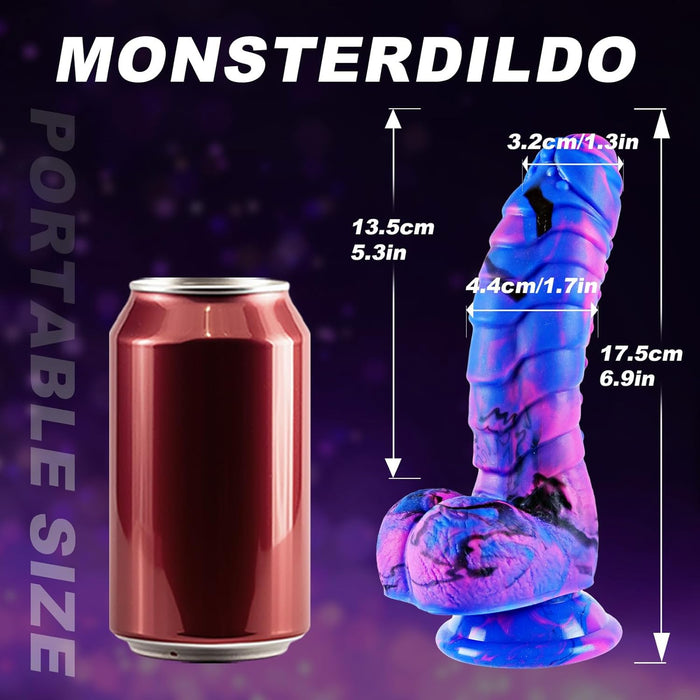 17,5 cm Spalvotas Mažas Monstro Dildo su Stipria Pritvirtinimo Pagrindu