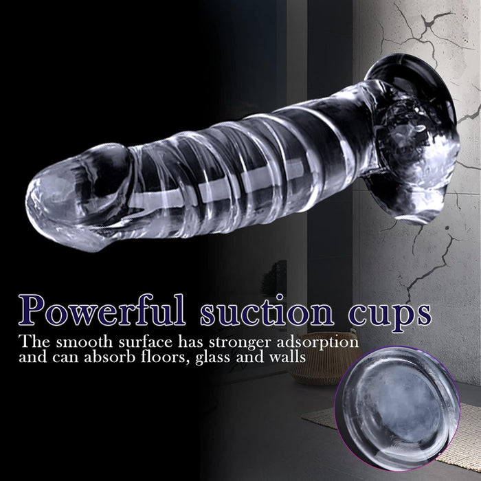 XXL dydis permatomas dildo su stipriu siurbtuku intymiam malonumui