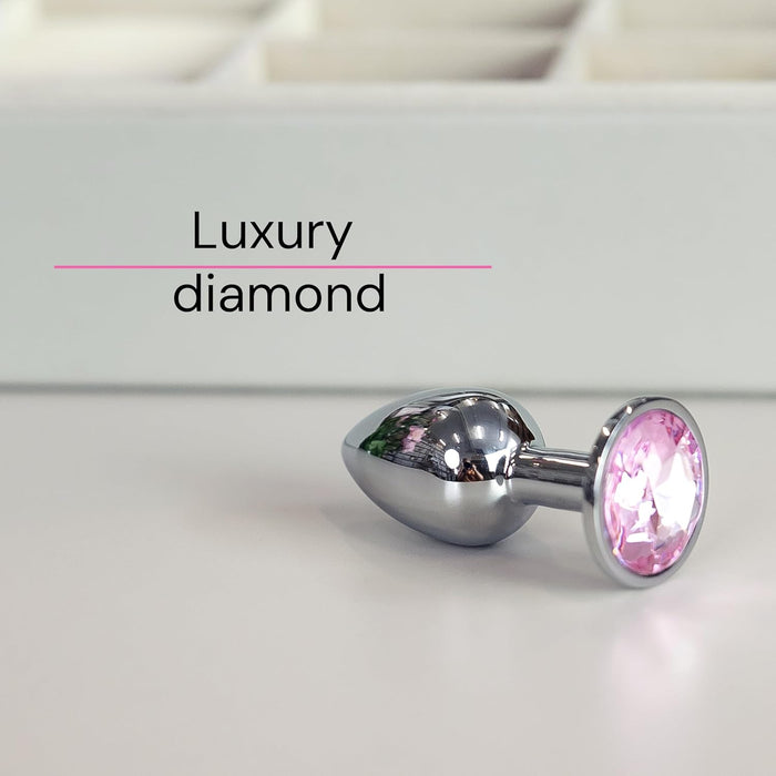 Elegantiškas rožinis analinis kaištis moterims iš nerūdijančio plieno su deimantu