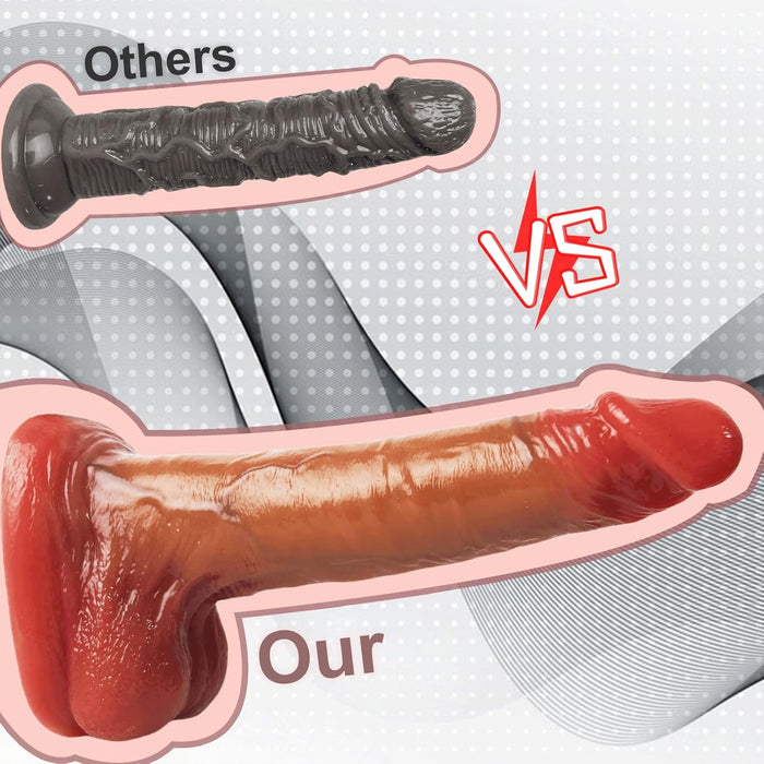 Realistic 26 cm silicone dildo with bendable shaft and strong suction base