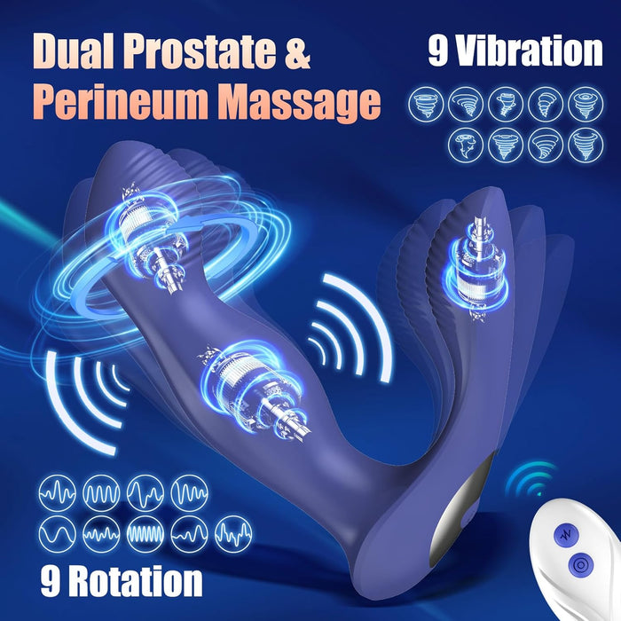 Anal vibrator for men with remote control - 9 vibrations and rotations