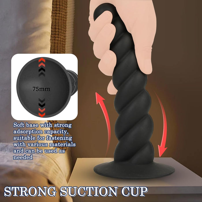 Silicone Spiral Design Anal Plug with Strong Suction Base