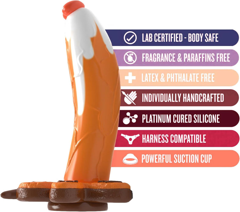 25 cm realistic silicone dildo with unique heart-shaped cover and attachment