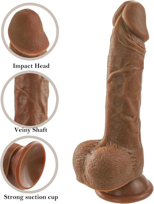 20,5 cm realistinis silikoninis dildo su stipria prisitvirtinimo baze moterims