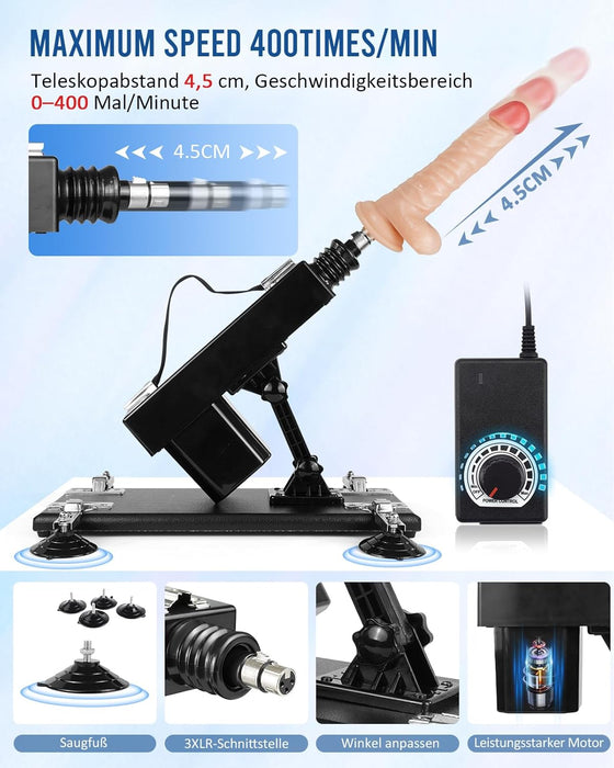 Automatinė sekso mašina vyrams su analiniu dildo ir įvairiais priedais