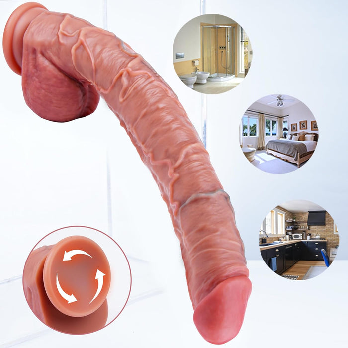 42 cm itin ilgas ir storas silikoninis dildo su stipriu prisispaudimu