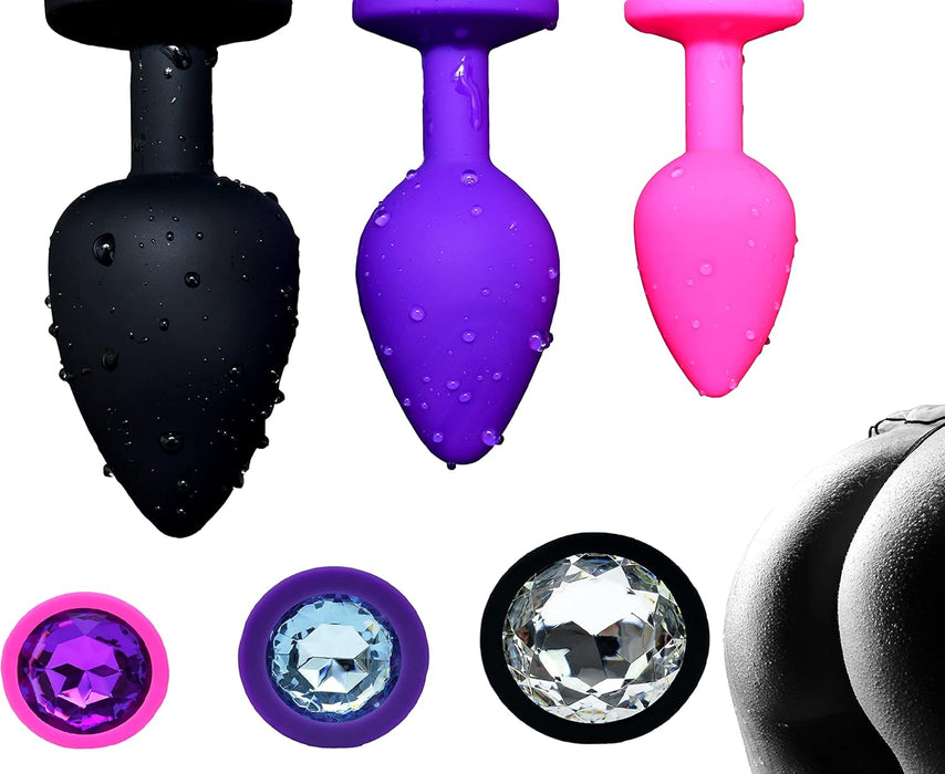 Minkštas silikoninis analinis kaištis 3 dalių rinkinys – malonumas moterims ir vyrams