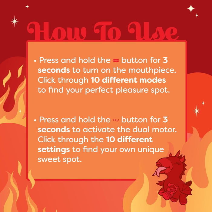 Blaze Diablo Auflegevibrator with two soft tongue functions and 10 vibration modes