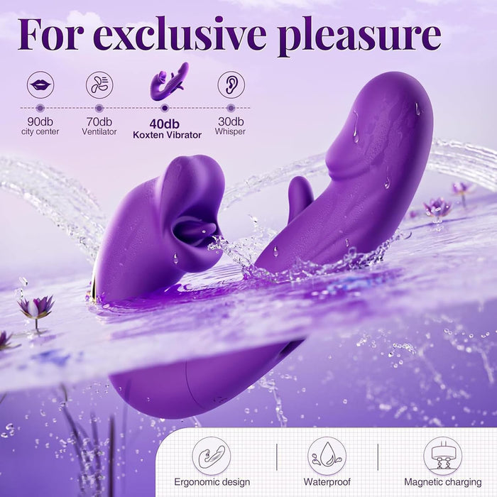 3in1 Vibratorius moterims su liežuviu, 7 vibracijos ir 7 plakimo režimai