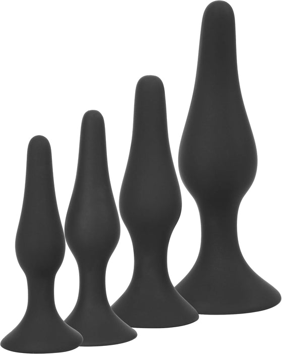 4 dalių analinių kištukų rinkinys su stipriu siurbtuku – juodas, įvairūs dydžiai