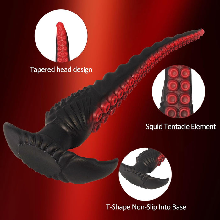 35 cm long monstrous design silicone anal toy with T-shaped base