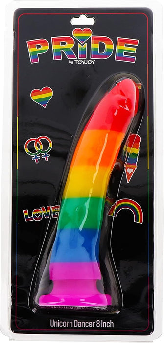 Estetiškas dildas Rainbow iš 100% saugaus silikono su spalvingu dizainu