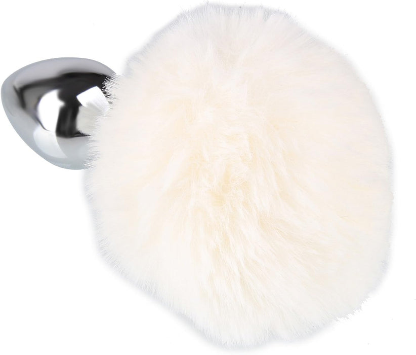 Stylish 27mm steel buttplug with puffy rabbit tail for pleasure