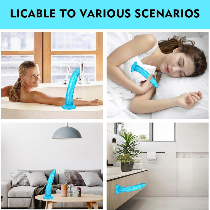 Lifelike Lover Luxe Realistiškas Dildo su stipria prisispaudimo baze, mėlynas 22 cm