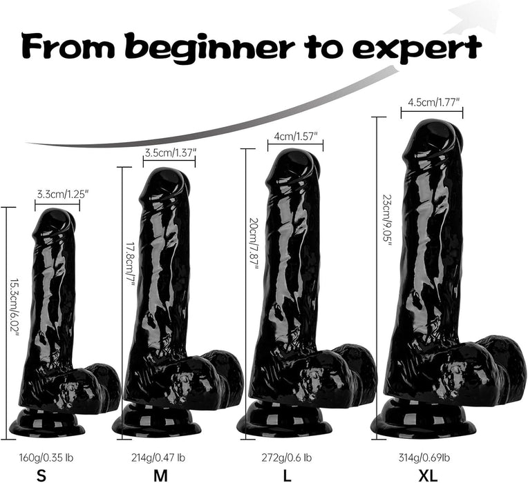 Realistic large dildo with strong attachment and soft clear gel