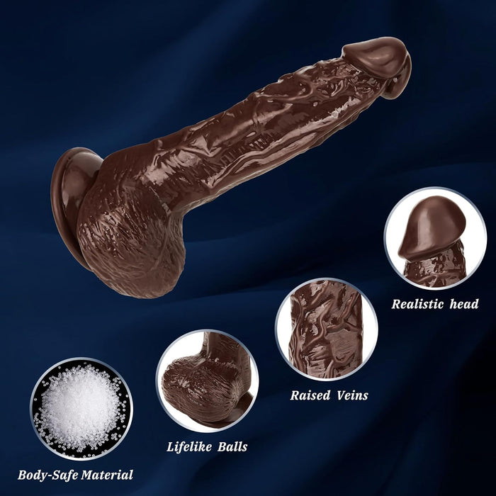 20.5 cm realistic dildo with a strong extended screw base for comfortable, sensitive stimulation