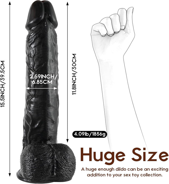 39 cm XXL Realistic Dildo with Strong Suction Base for Hands-Free Sex