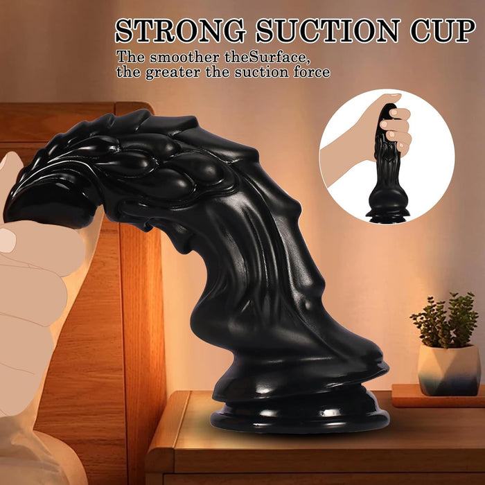 Large realistic dragon dildo with strong grip base and texture