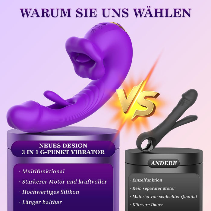 3in1 Vibrator for Women — Clitoris, G-Spot and A-Spot Stimulation