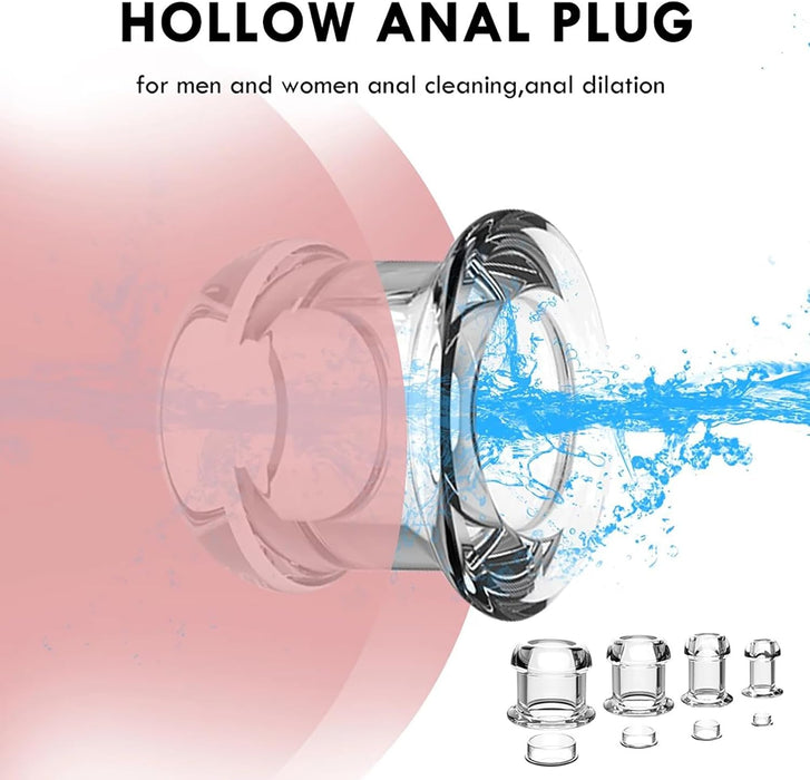 Hygienic Transparent Empty Anal Plug with Leak Protection and Set of Four Sizes