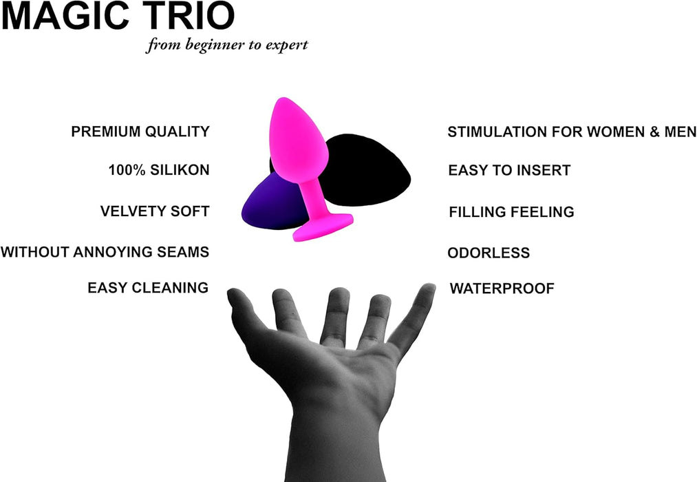 Minkštas silikoninis analinis kaištis 3 dalių rinkinys – malonumas moterims ir vyrams
