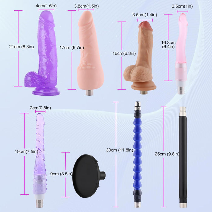 Automatinė sekso mašina su nuotolinio valdymo pultu ir 8 antgaliais