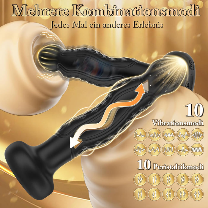 Anal vibrator with 10 vibration and peristalsis modes, remote control