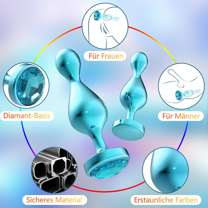 Elegantiški 3 dalių metaliniai analiniai kaiščiai su deimanto pagrindu