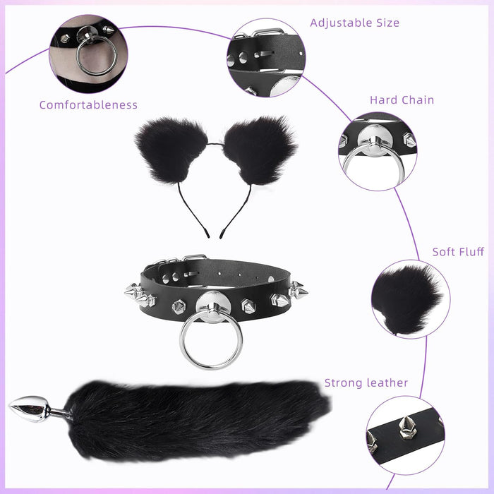 Fuchsschwanz Analinis kaištis su komplektu narelių, kailio ausytėmis, antkakliu ir spaustukais