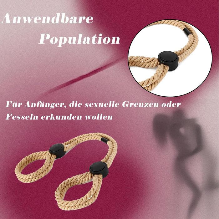 Pradinių BDSM virvių rinkinys – prisirišimų komplektas su rankogaliais ir reguliuojamais dirželiais