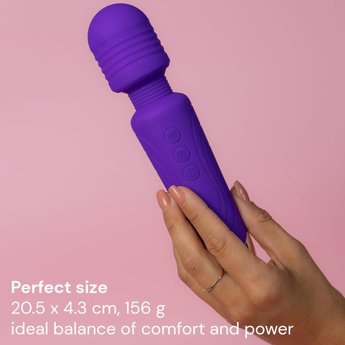 Violetinis masažo lazdelės vibratorius moterims su 20 vibracijos režimų