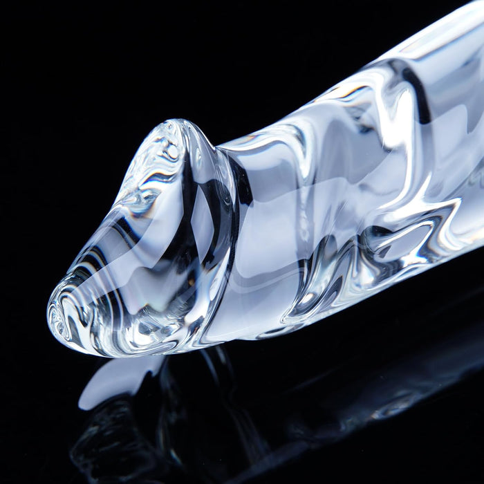 23cm Skaidra Stiklo Dildo su Tekstūromis ir Silikono Siurblio Padu