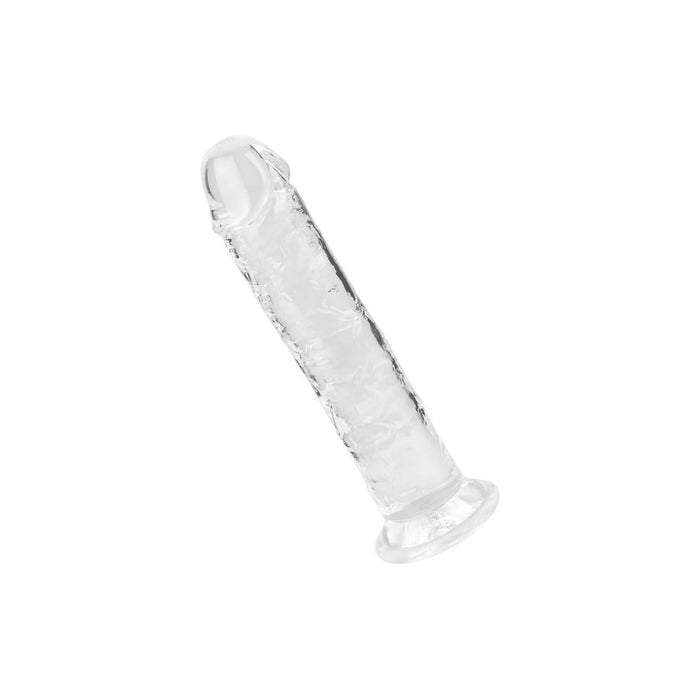 Transparent 17 cm natural dildo with a strong, firm base and deep texture